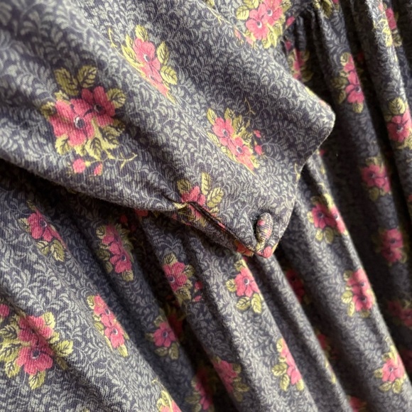 LAURA ASHLEY Vintage 80s Long Sleeve Floral Button Down Puff Shoulder Midi Dress - Picture 17 of 17